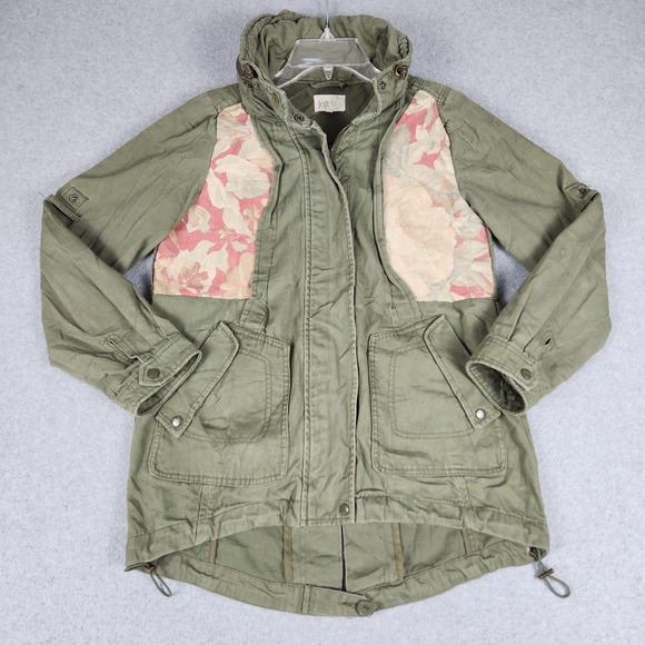 Jolt Jackets & Blazers - Jolt Jacket Womens Small Green Cotton Floral Tapestry Utility Military Full Zip